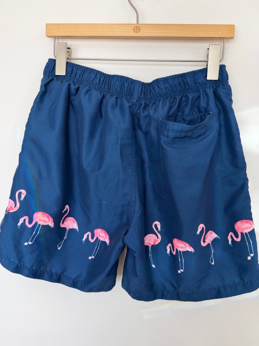 Franks Flamingo Print swim trunks with Pink Drawstring L - Picture 4 of 5